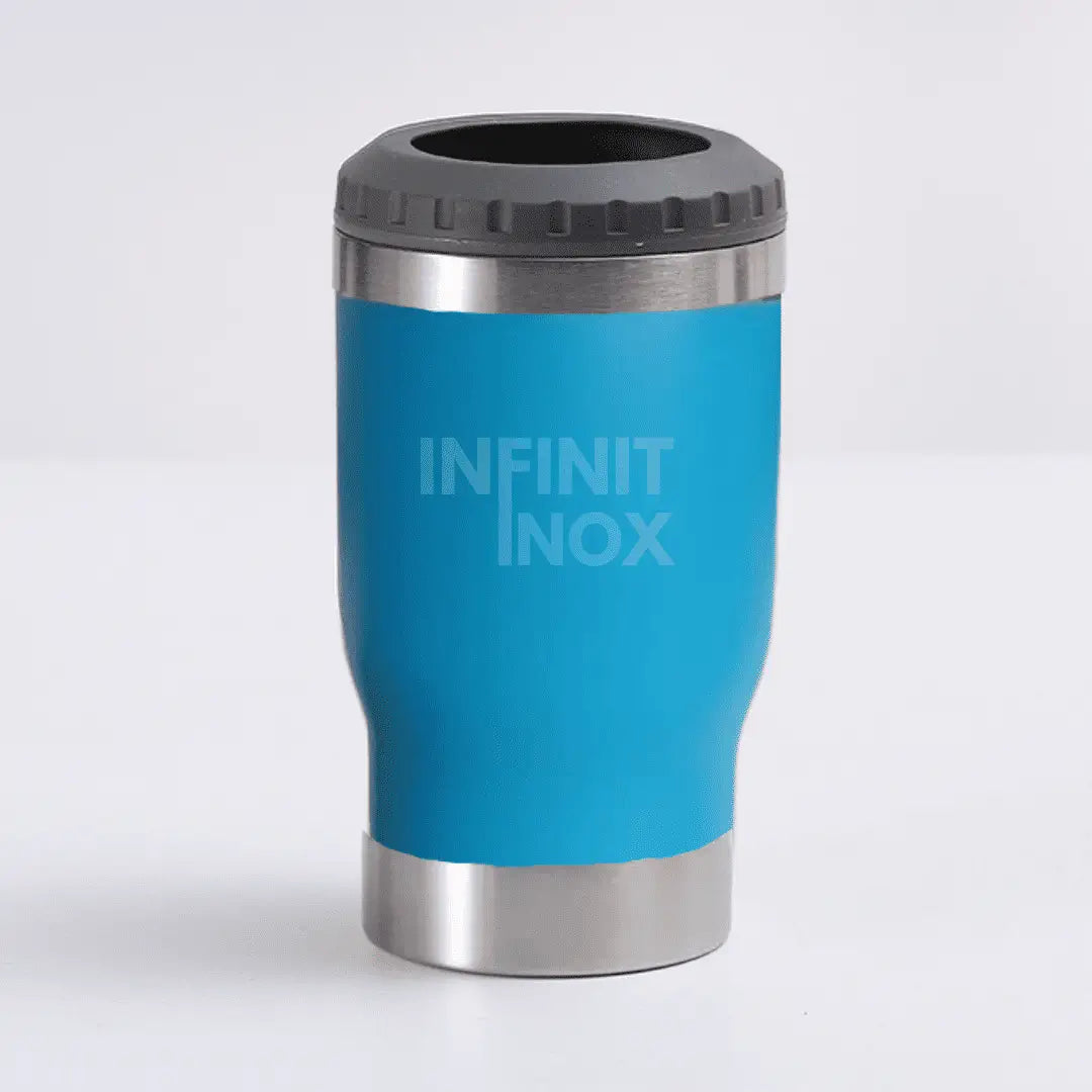 Copo Térmico Cooler Infinit Inox Azul | Abridor Embutido + Brinde