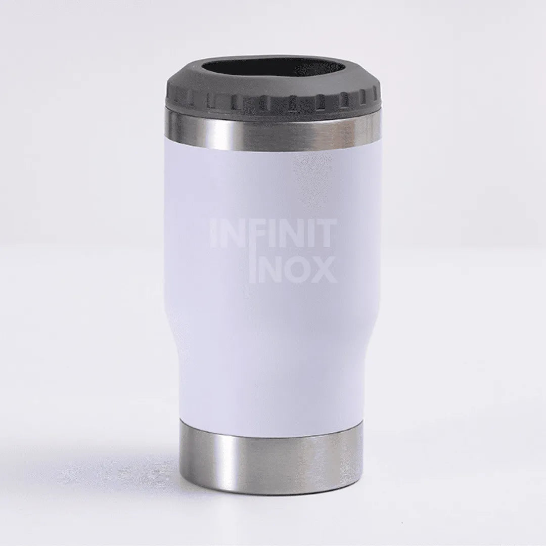 Copo Térmico Cooler Infinit Inox Branco | Abridor Embutido + Brinde