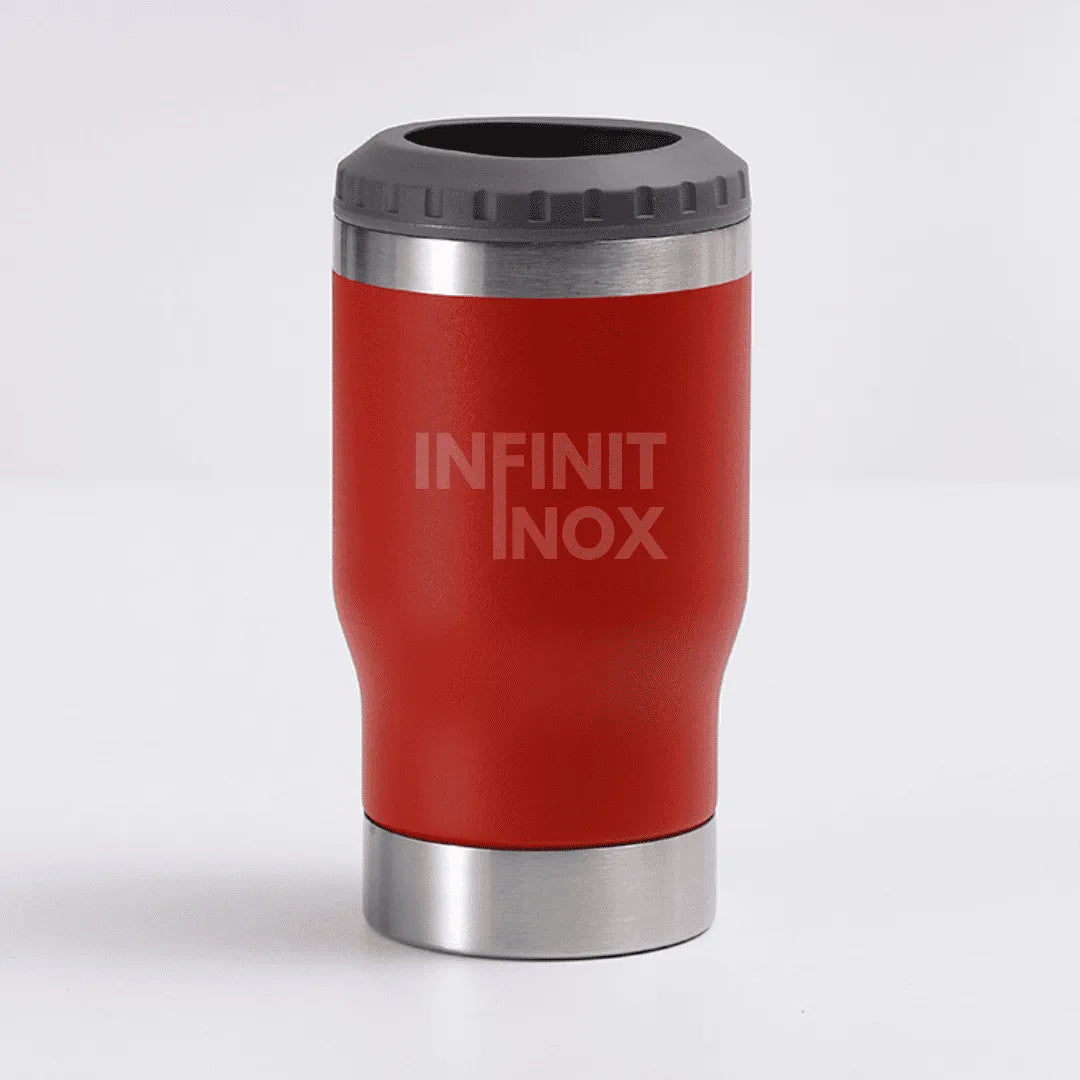 Copo Térmico Cooler Infinit Inox Vermelho | Abridor Embutido + Brinde